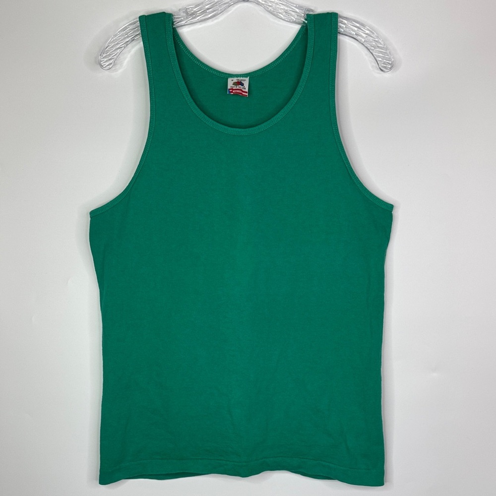 Vintage Fruit of The Loom Green Tank Top Size Medium